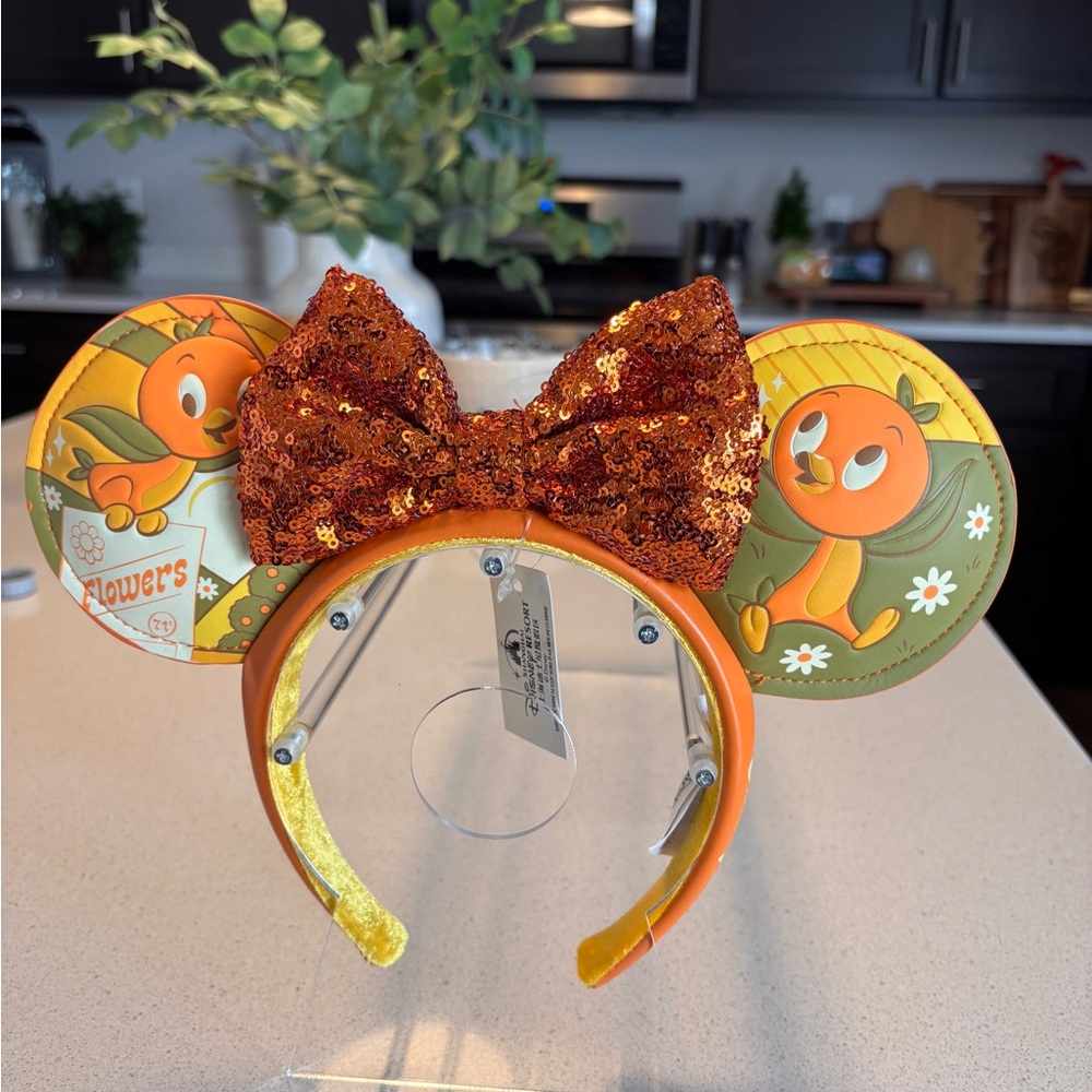 Disney Orange Bird Ears Headband with Sequin Bow